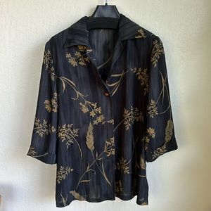 Vintage black floral button up